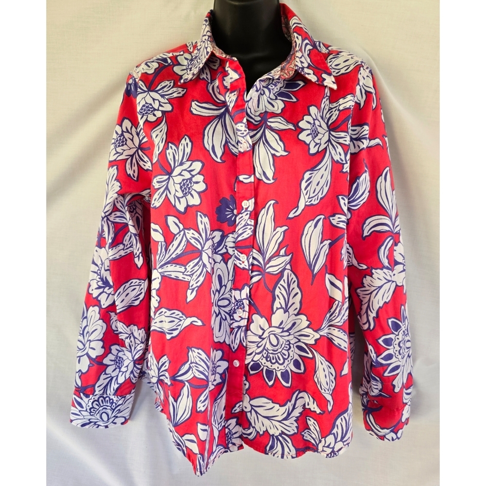 Ruby Rd.▪️Cotton Wrinkle Resistant Floral Button Down Top